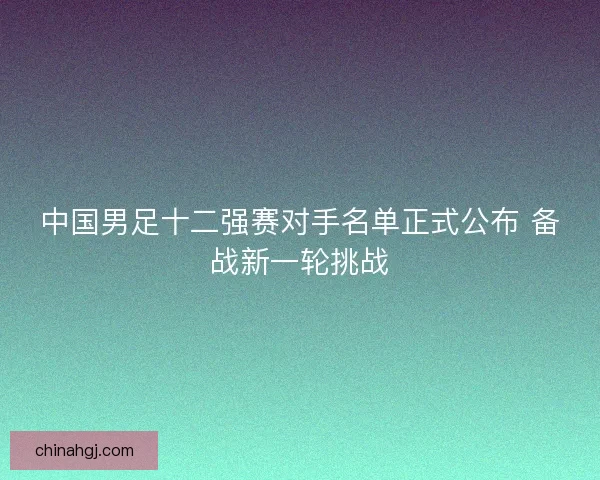 中国男足十二强赛对手名单正式公布 备战新一轮挑战